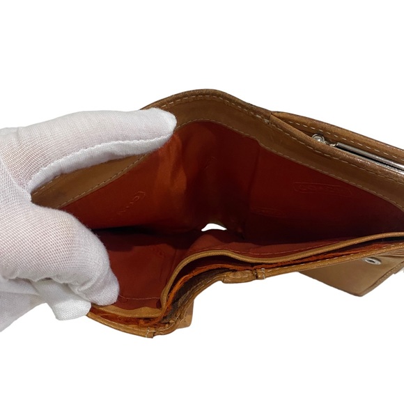 COACH brown KISSLOCK WALLET  - leather - fabric - monogram pattern - unisex - Picture 17 of 17